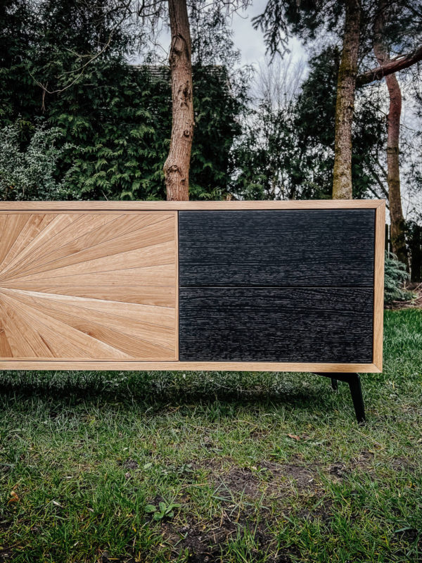 Szafka rtv amanecer w słoneczko z czarnymi frontami