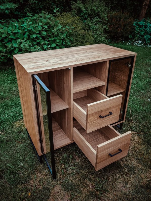 Komoda dębowa loft VIDRIO