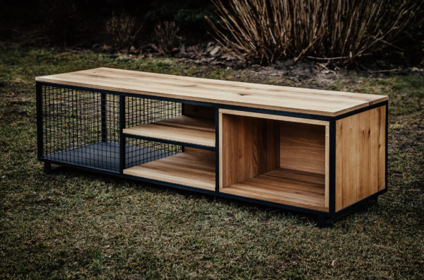 Dębowo stalowa komoda rtv ESTADO