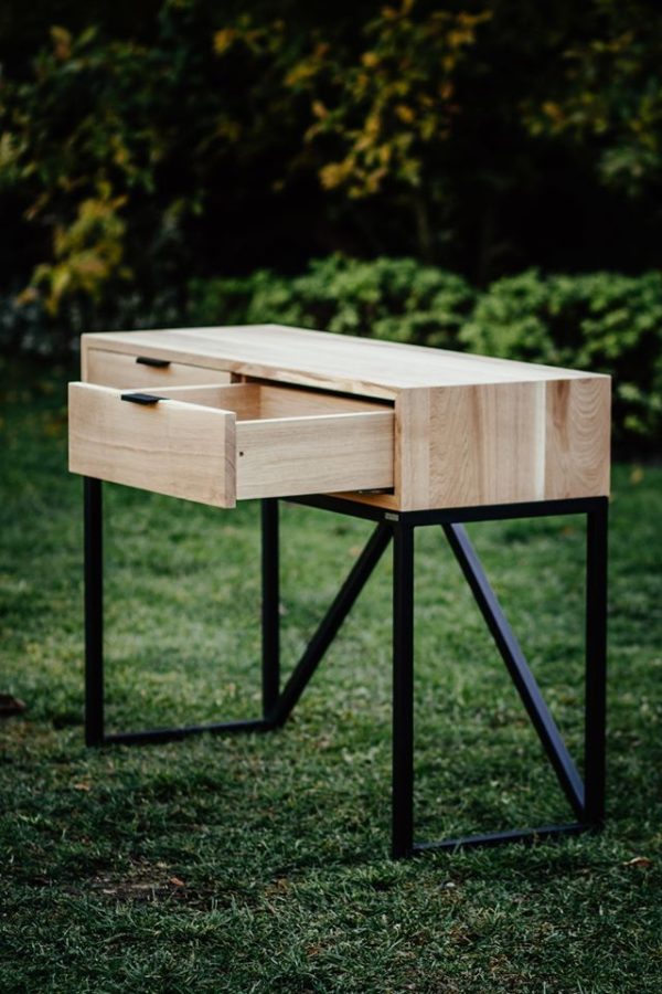 Dębowo stalowa konsola ENTRADA z szufladami Dębowo stalowa konsola ENTRADA z szufladami