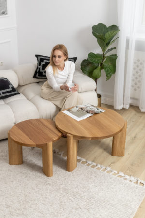 Okrągłe stoliki dębowe RAVA