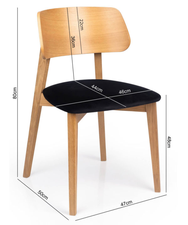 Krzesło dębowe DIRE z tapicerowanym siedziskiem