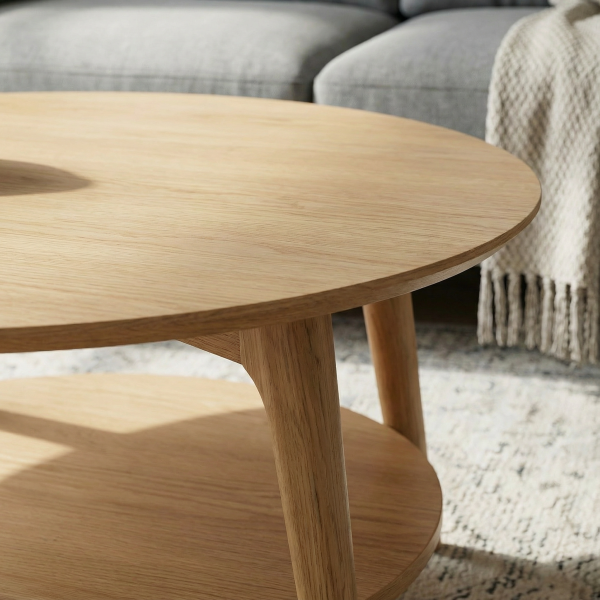 Okrągły stolik dębowy Savia